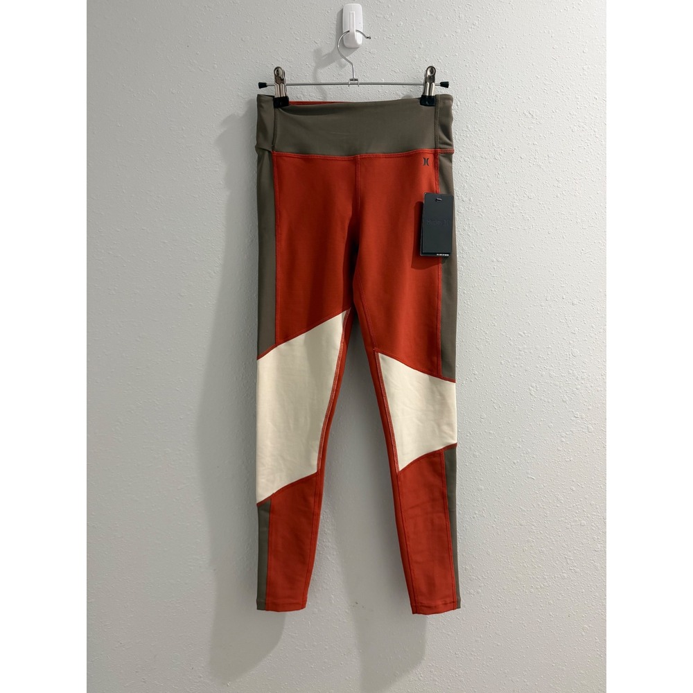 Hurley Women XS In & Out of Water Leggings Colorblock UPF 50+ BQ1964 Orange